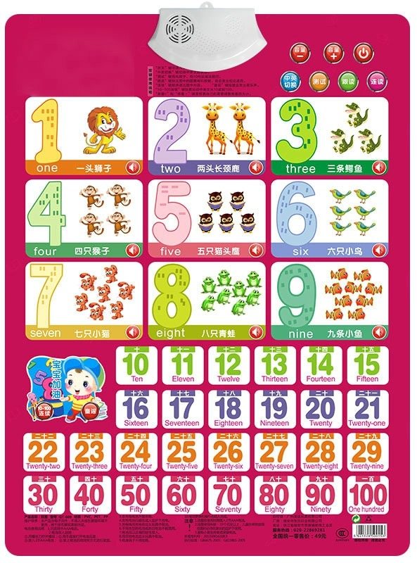 Kids Education Charts - Книга с карточками для обучения цифрам,