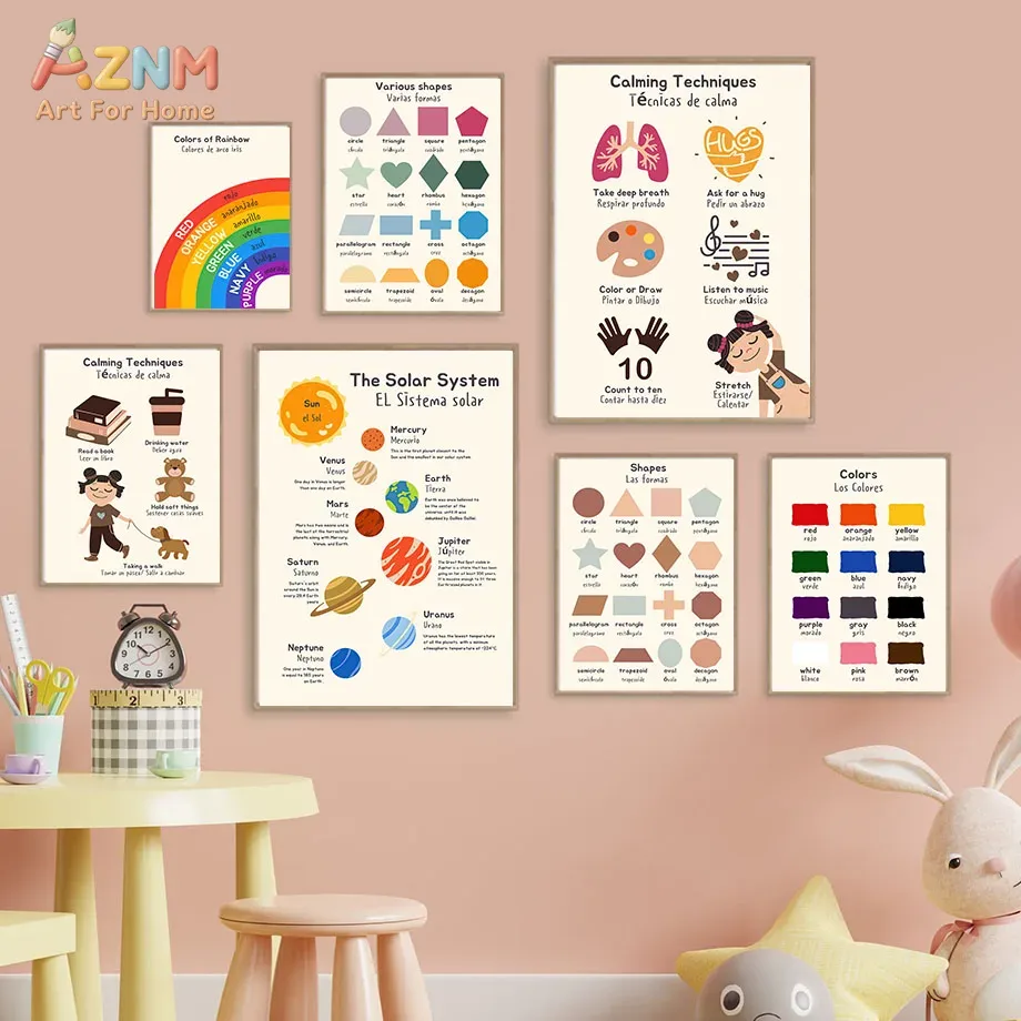 AZNM Двуязычная (испанский/анг – обзор и цена Kids Education Charts